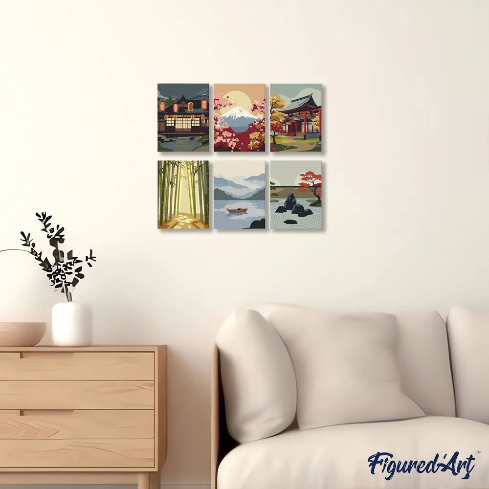 Figured'Art Zen Landschappen mini schilderen op nummer 6 stuks