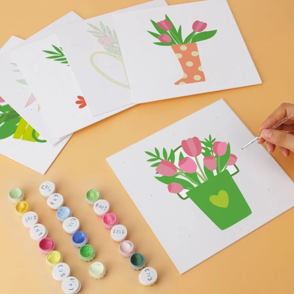 Figured'Art Mini Serie Voorjaarsboeket schilderen op nummer 20x20cm 6 stuks lente