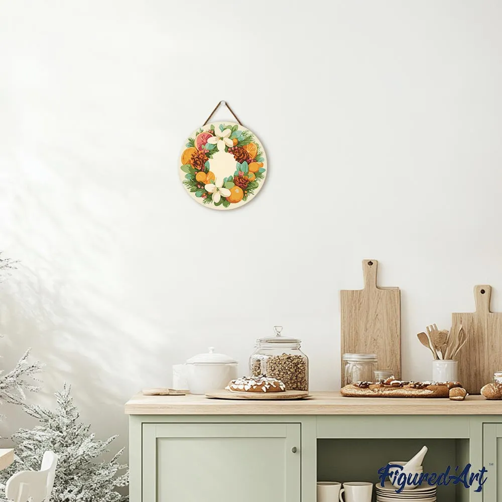 Figured'Art Krans dennen citrus schilderen op nummer hout 30cm
