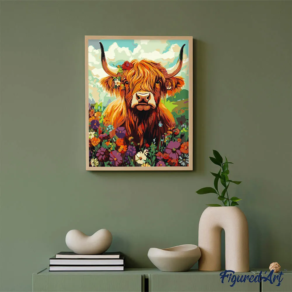 Figured'Art Schotse Hooglander schilderen op nummer 40x50 cm