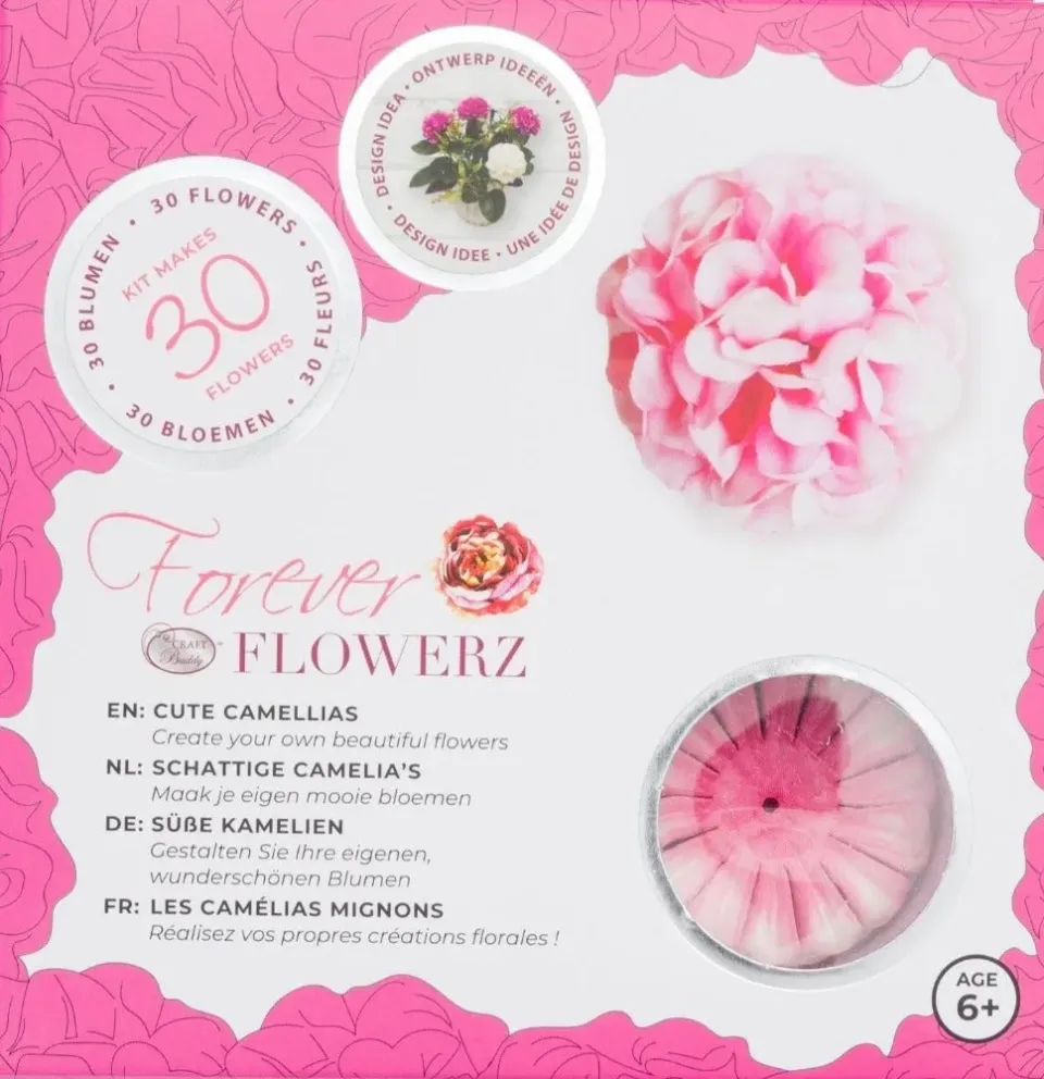Craft Buddy Cute Camellias bloemen knutselset roze 30 stuks