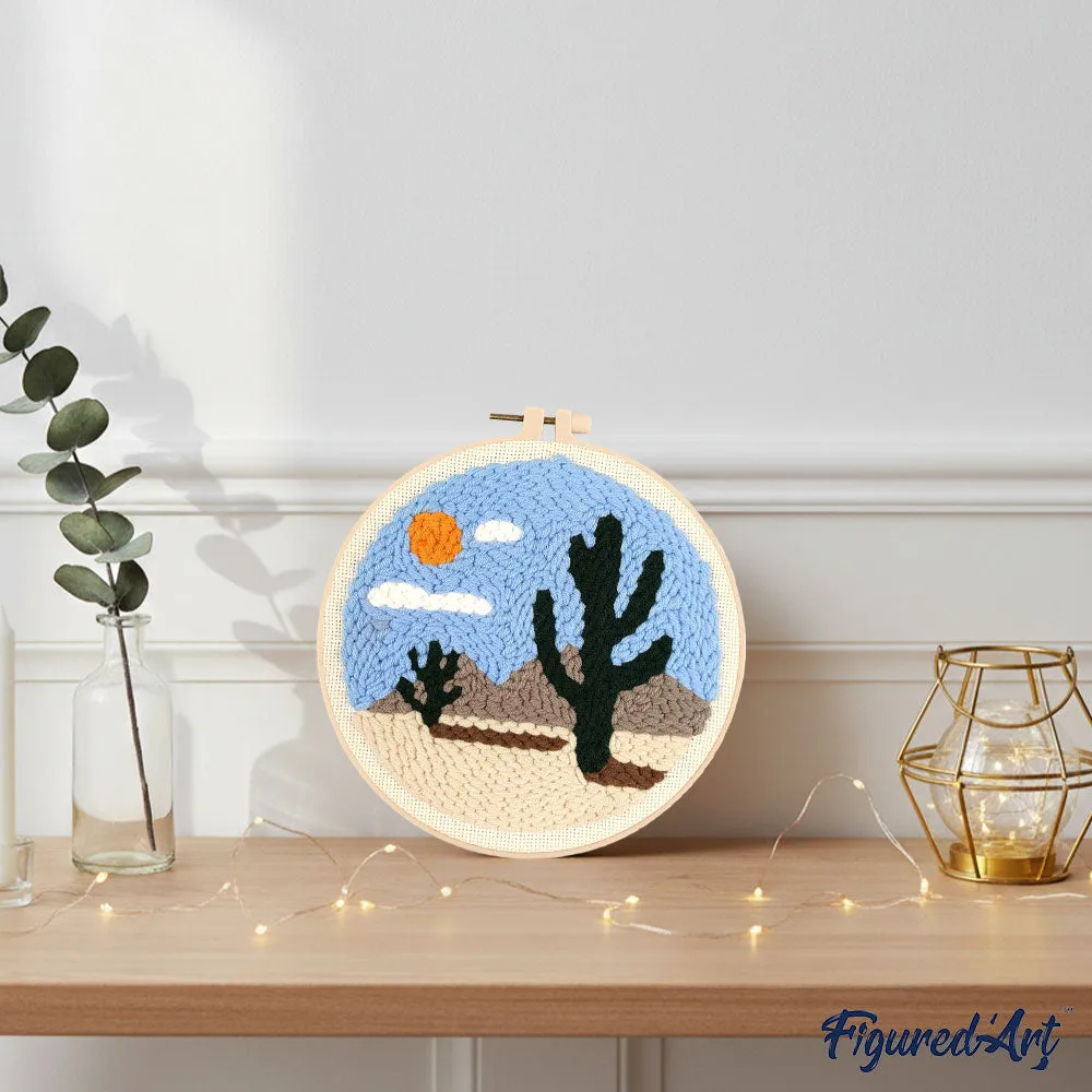 Figured'Art Middag in de woestijn punch needle pakket 20 cm wol