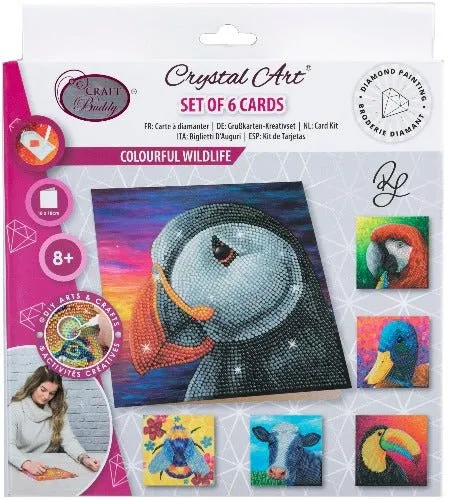 Craft Buddy Crystal Art Colourful Wildlife kaarten 6 stuks