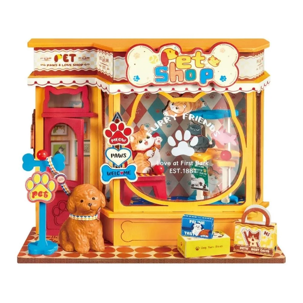 Figured'Art Pawfect dierenwinkel miniatuurhuisje 3D puzzel 76 delen