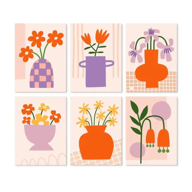 Figured'Art Patronen en bloemblaadjes schilderen op nummer 15x20 cm 6 stuks