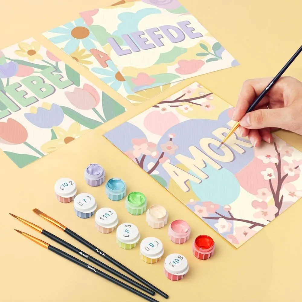 Figured'Art Bloemenliefde 2 mini schilderen op nummer 6 stuks
