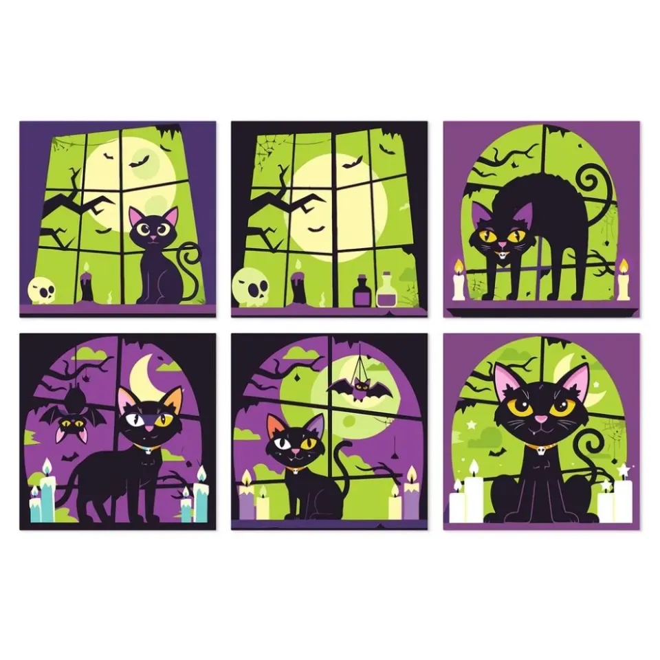 Figured'Art Mini Zwarte kat Halloween schilderen op nummer 6x 20x20cm