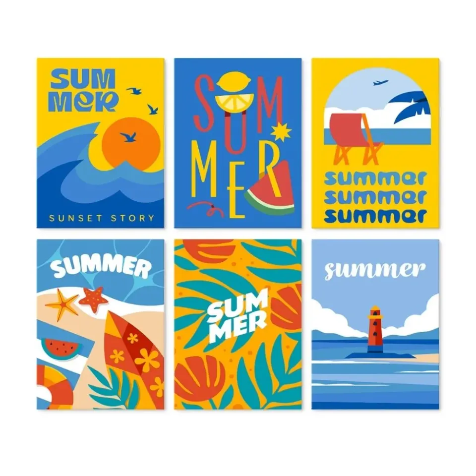 Figured'Art Zomerse Vibes 2 mini schilderen op nummer 15x20 cm 6 stuks
