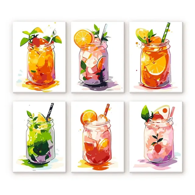 Figured'Art Fruitige Mason Jar Dranken mini schilderen op nummer 6st