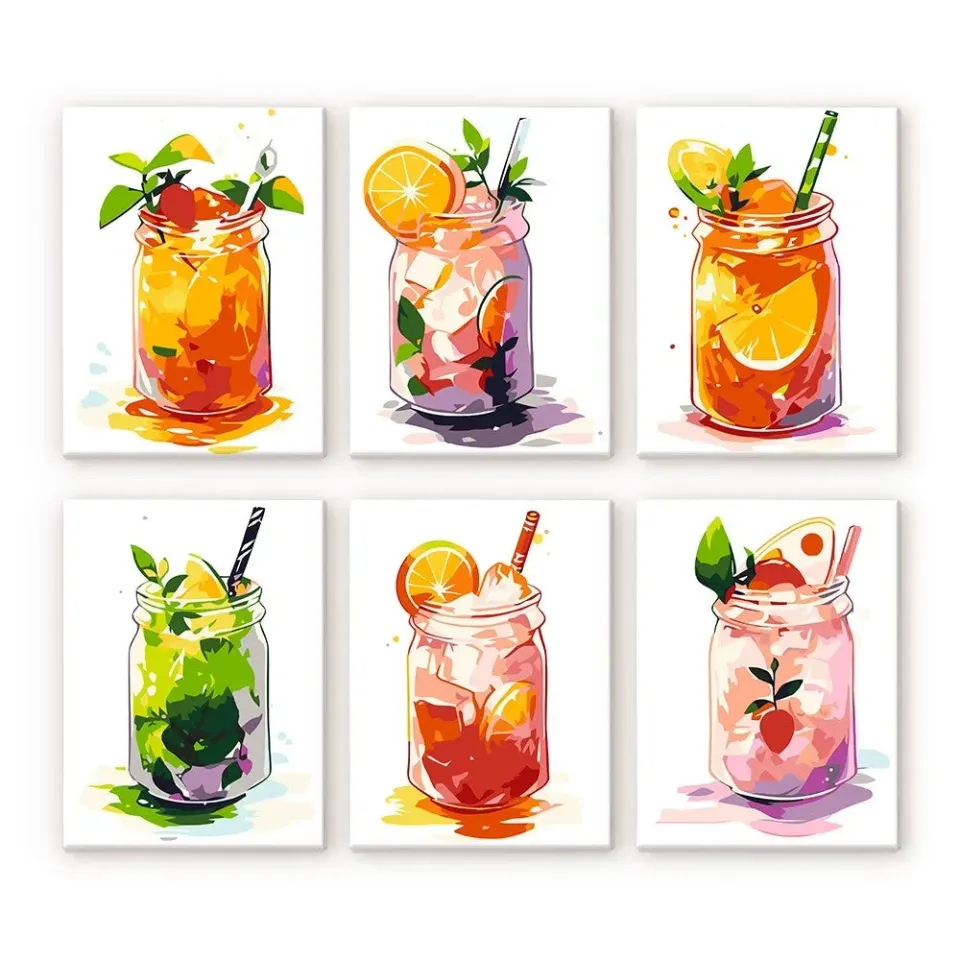 Figured'Art Fruitige Mason Jar Dranken mini schilderen op nummer 6st