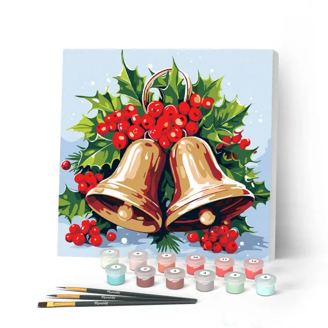 Figured'Art Kerstklokken schilderen op nummer mini 20x20 cm