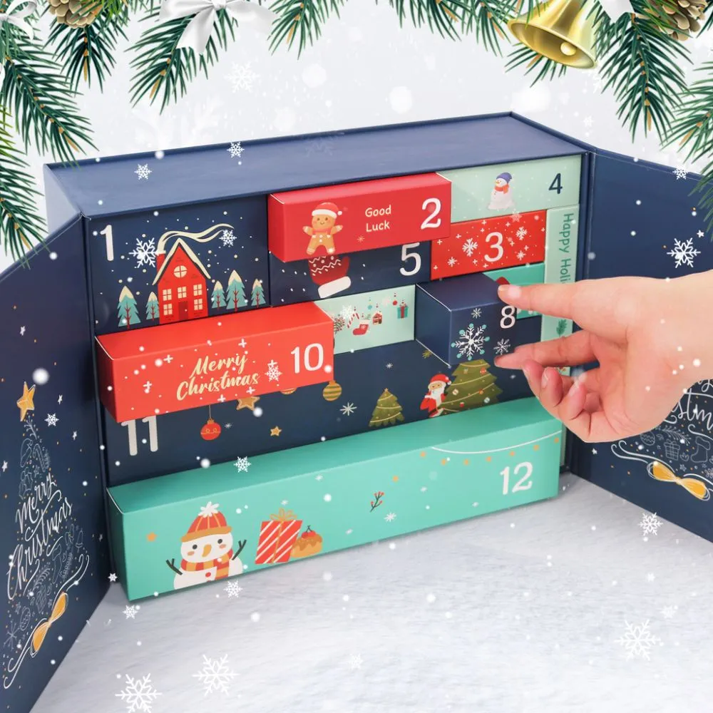 Figured'Art Vrolijk Kerstfeest adventskalender schilderen op nummer blauw