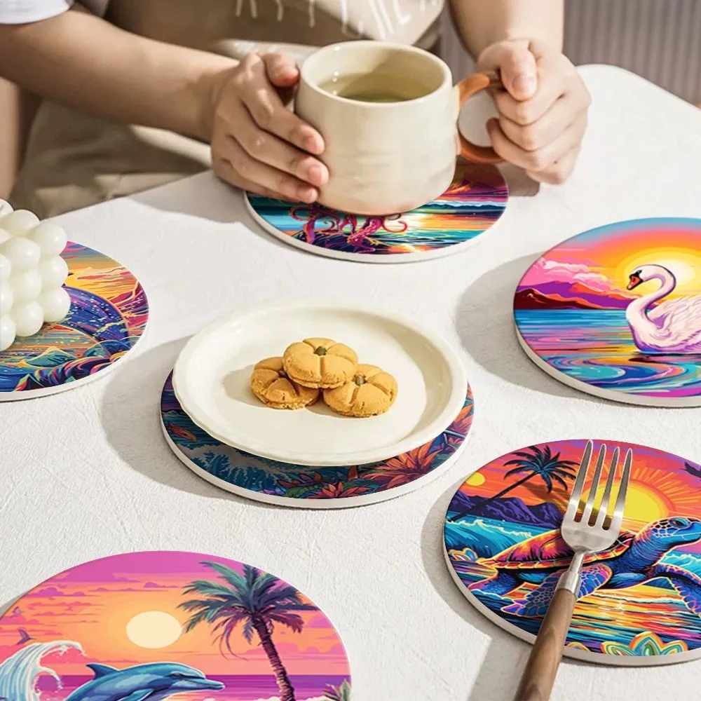 Figured'Art Kleurrijk Zeeleven schilderen op nummer onderzetters 6 stuks