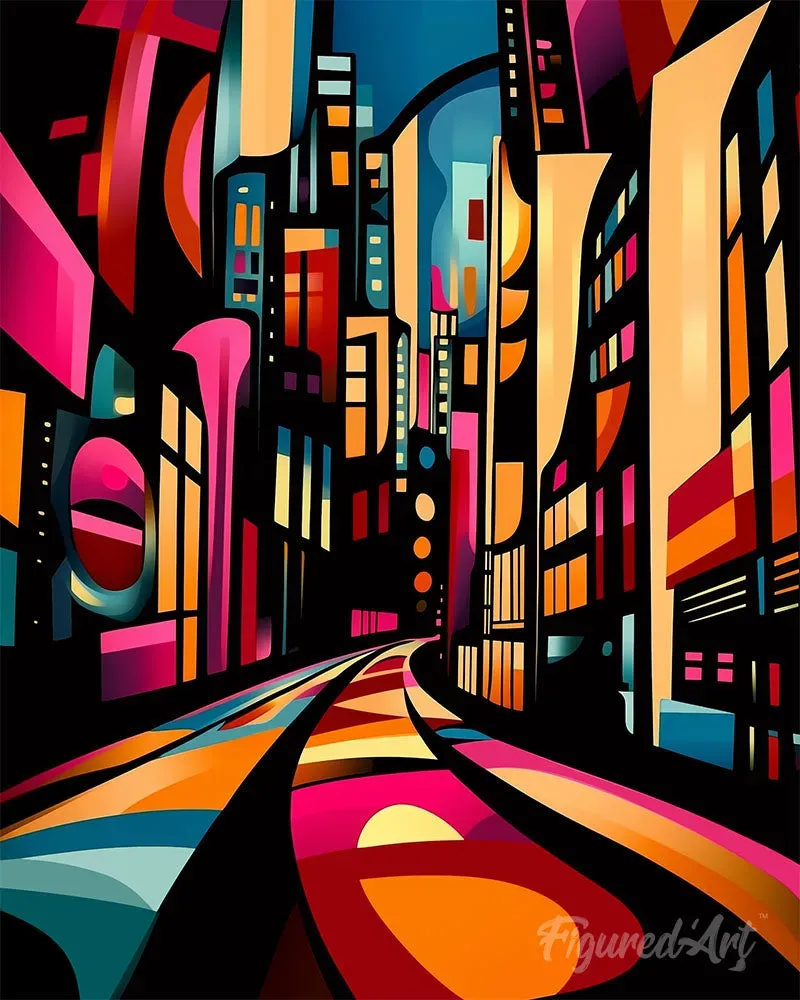 Figured'Art Gedurfd Abstract Nachtstad schilderen op nummer eenvoudig