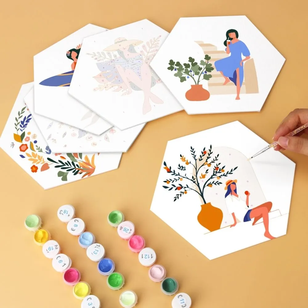 Figured'Art Mini Serie Natuur en gratie schilderen op nummer 6 stuks bloemen
