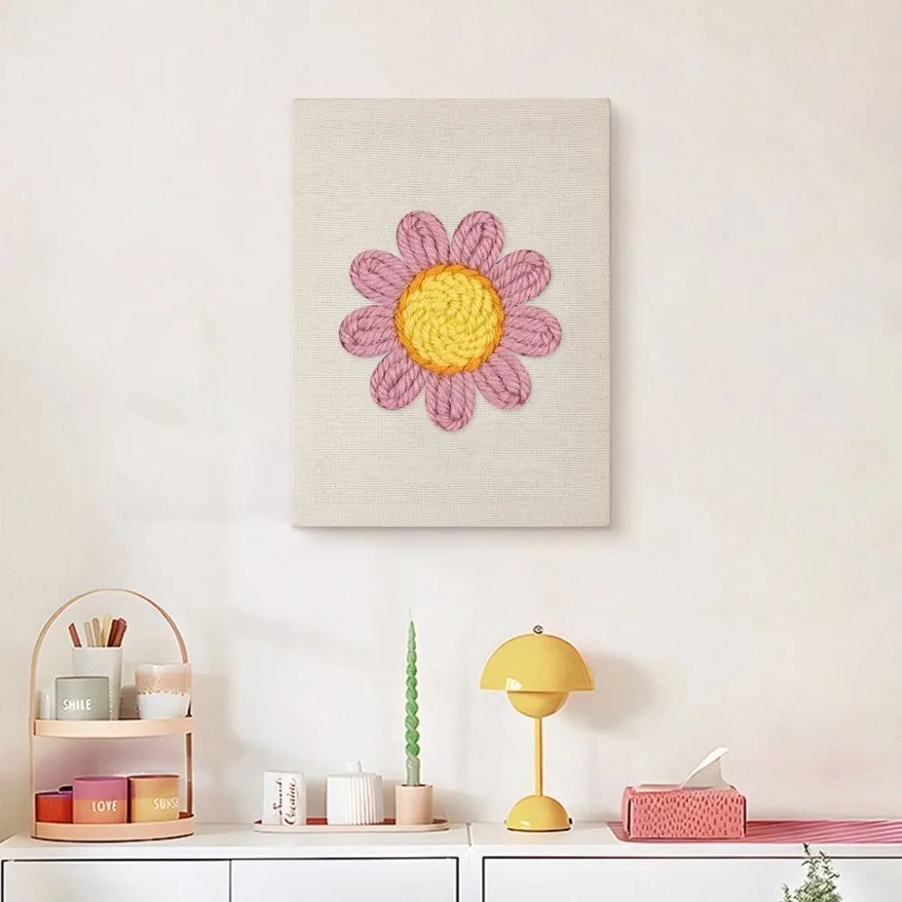 Figured'Art Roze Madeliefje punch needle pakket 20x30cm bloemen