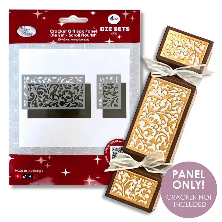 Craft Buddy Scroll Flourish cracker snijmallen stencil 4 stuks