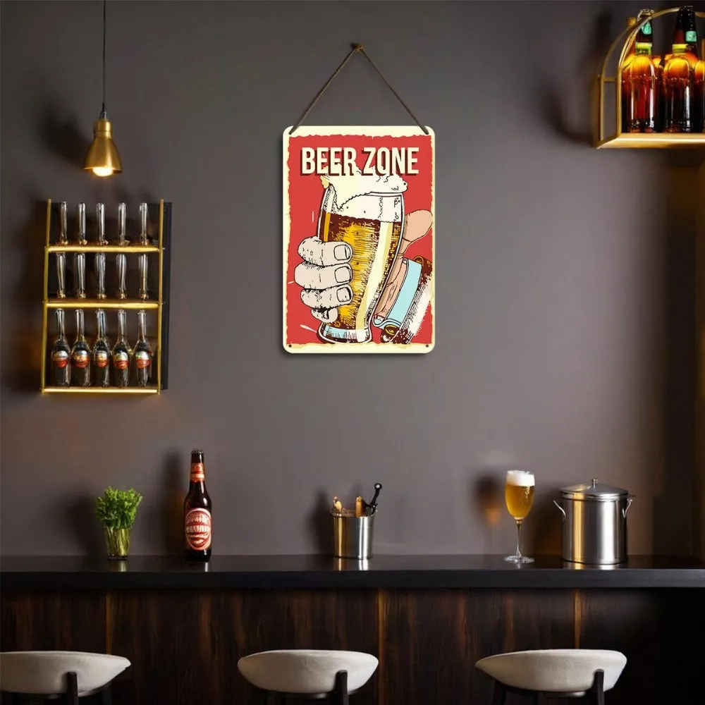 Figured'Art Bierzone metalen poster schilderen 30x20 cm retro