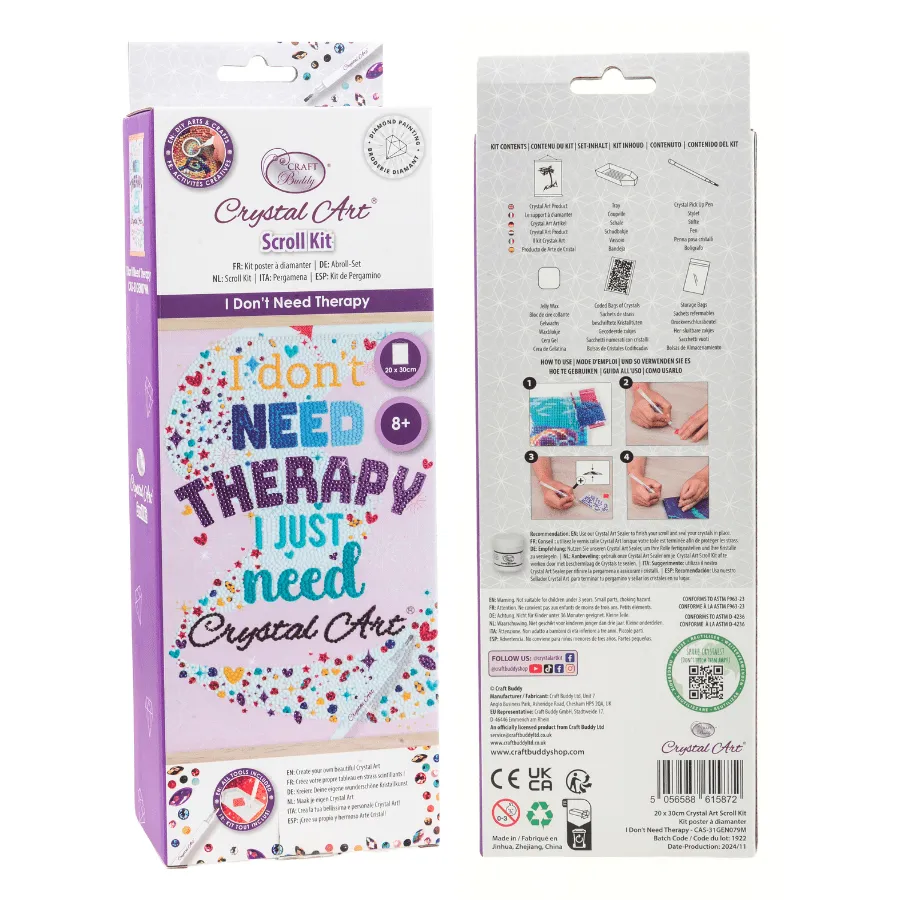 Craft Buddy Crystal Art I Don't Need Therapy scroll 20x30