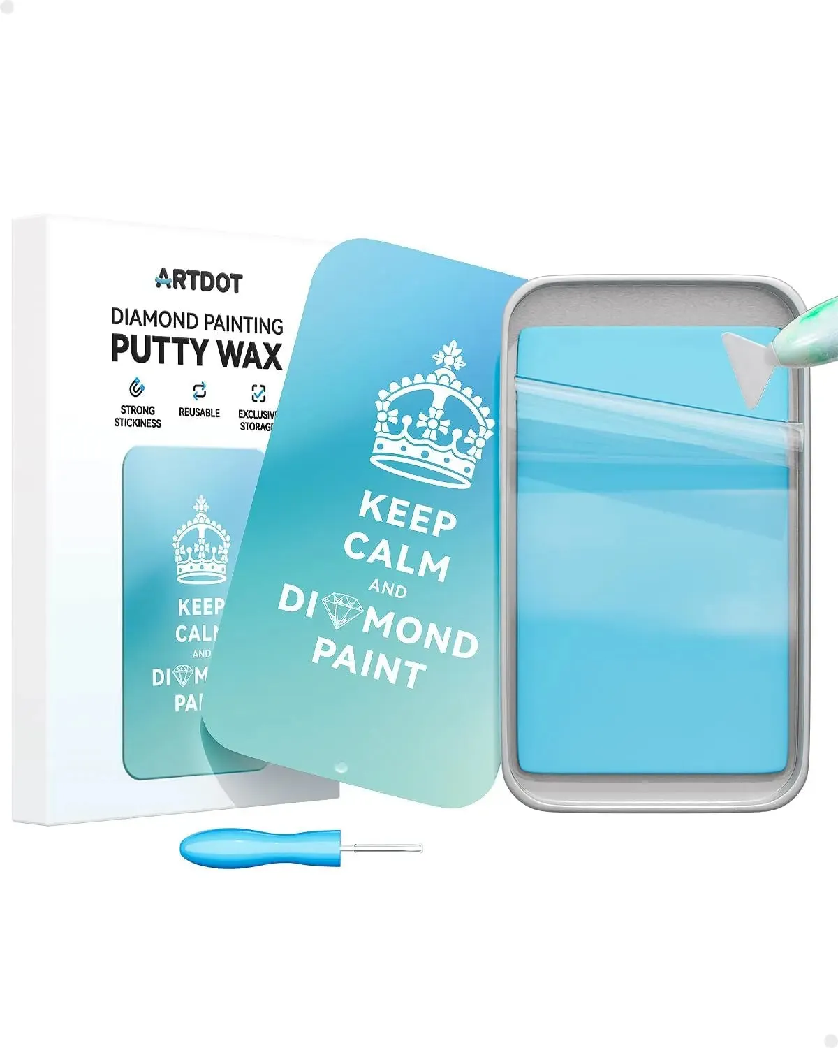 ARTDOT plakwas diamond painting blauw sterke hechting met doosje