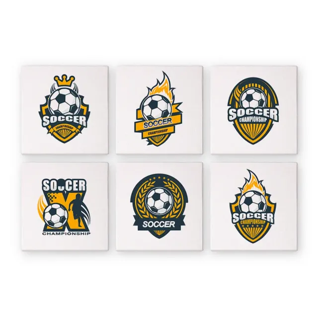 Figured'Art Mini Voetbal Logo Serie schilderen op nummer 15x15cm 6 stuks