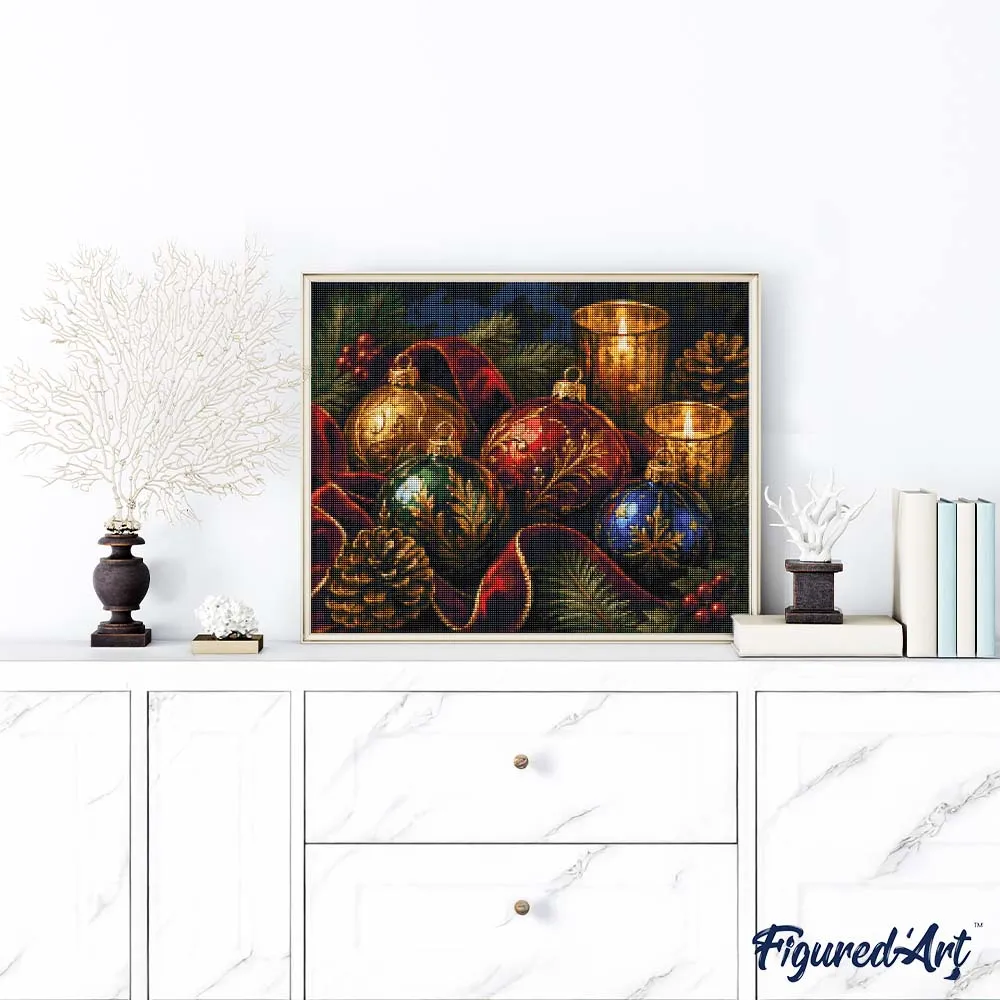 Figured'Art Kerstballen diamond painting full drill 30x40 cm