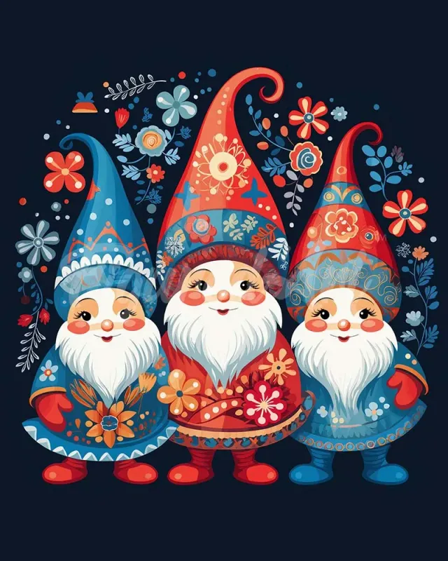 Figured'Art Kaboutertrio diamond painting full drill vierkant kerst
