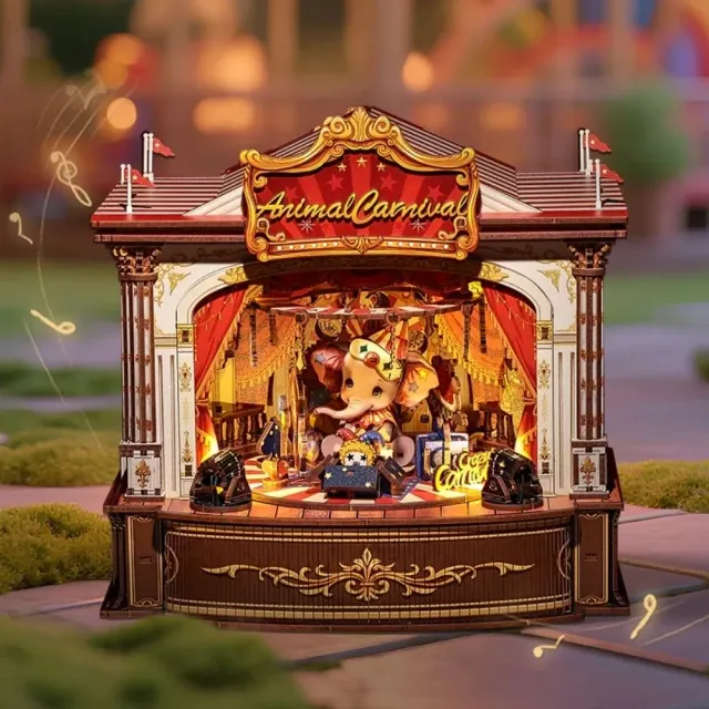 Figured'Art 3D Puzzel Dierenkermis 413 stukjes muziekdoos led