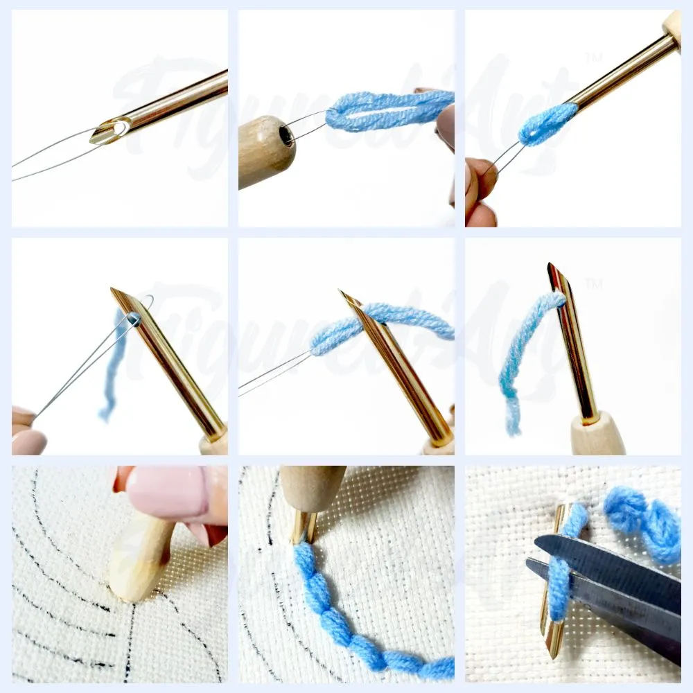 Figured'Art Bloem bij Zonsopgang punch needle pakket 20x20 cm beginners