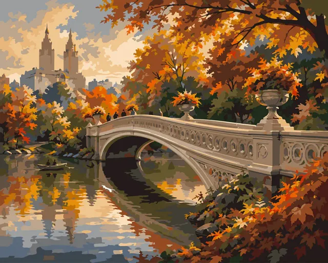 Figured'Art Central Park Bow Bridge schilderen op nummer 40x50 cm