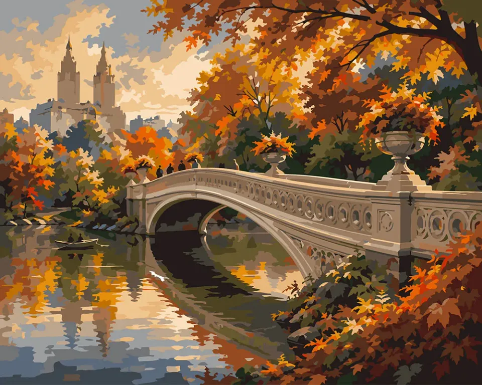 Figured'Art Central Park Bow Bridge schilderen op nummer 40x50 cm