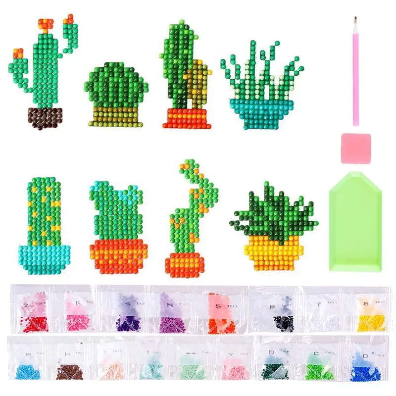 Figured'Art Cactus stickerset diamond painting 8 stickers kind
