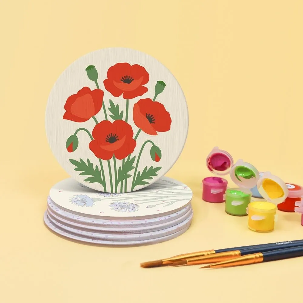 Figured'Art Wilde Bloemen onderzetters schilderen op nummer 6 stuks