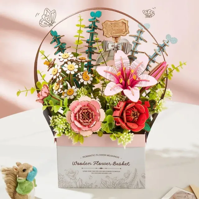 Figured'Art Houten Bloemenmand 3D puzzel 428 stukjes