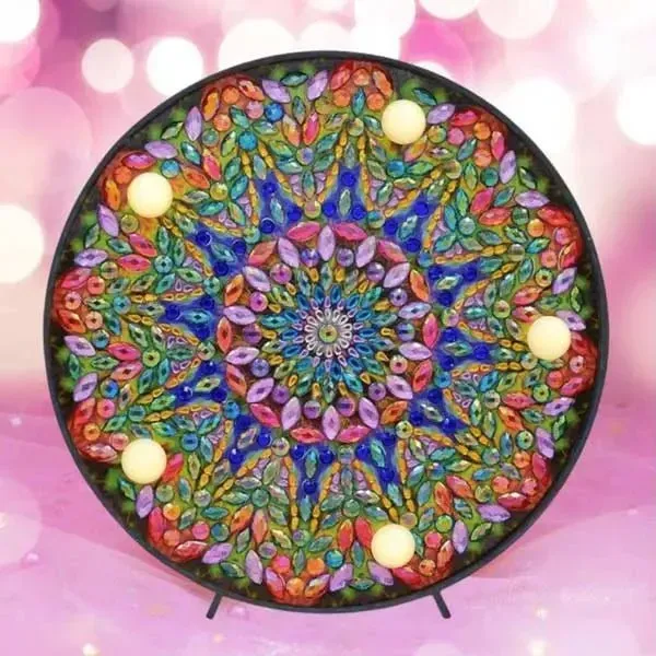 Figured'Art Groene Mandala LED diamond painting lamp 15cm