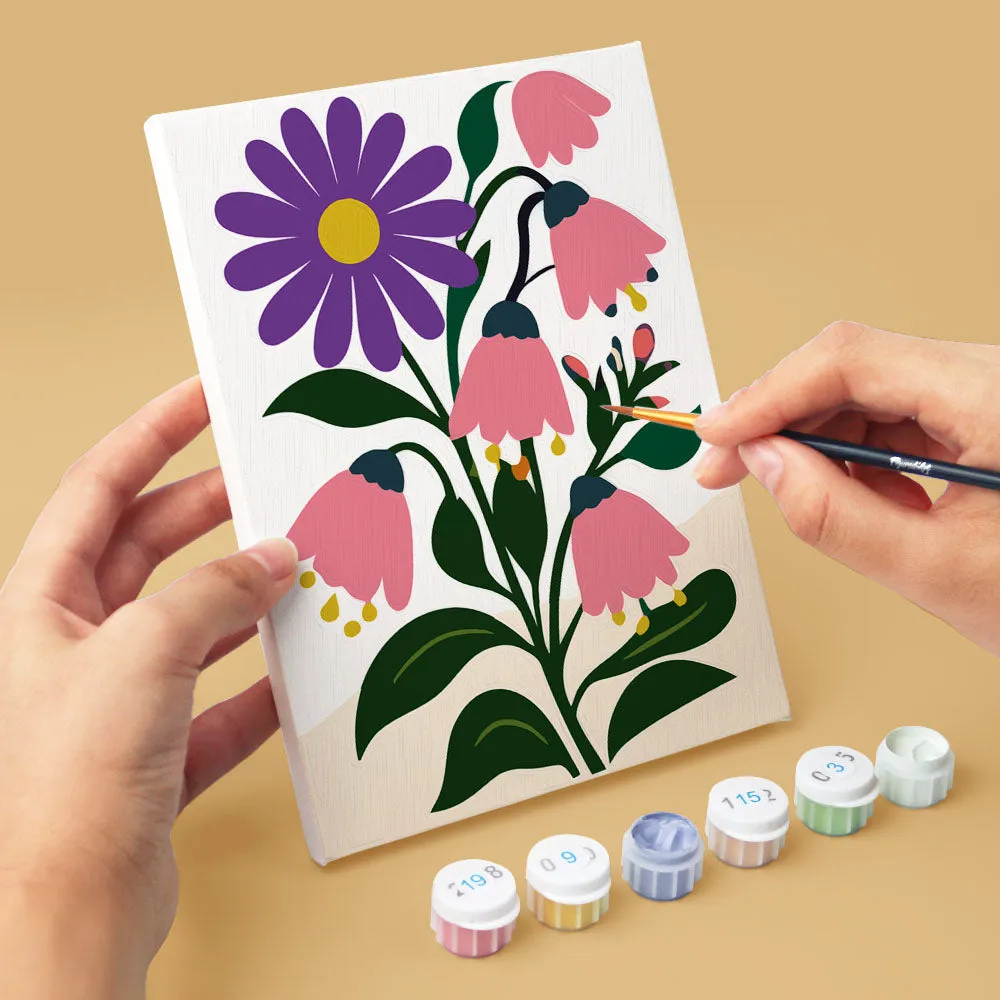 Figured'Art Grafische Bloemen mini schilderen op nummer 6 stuks