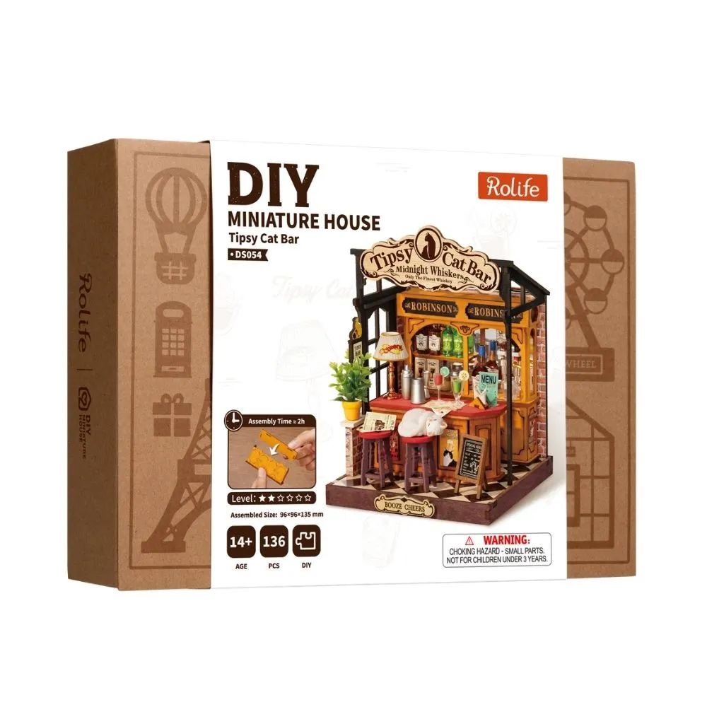 Figured'Art Tipsy Kattenbar 3D Puzzel Miniatuurhuisje 136 Stukjes