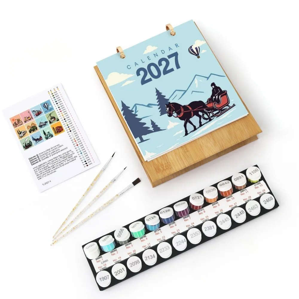 Figured'Art Op Reis kalender 2027 schilderen op nummer vintage