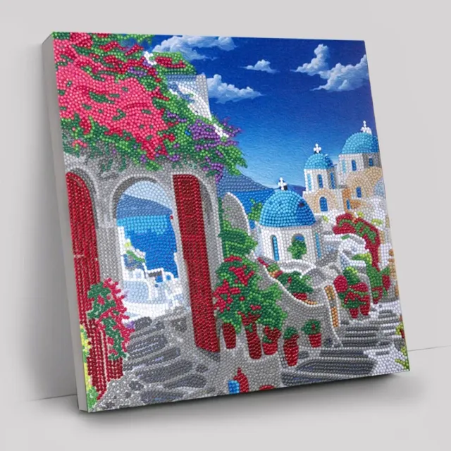 Craft Buddy Crystal Art Blue House View Canvas 30x30 cm