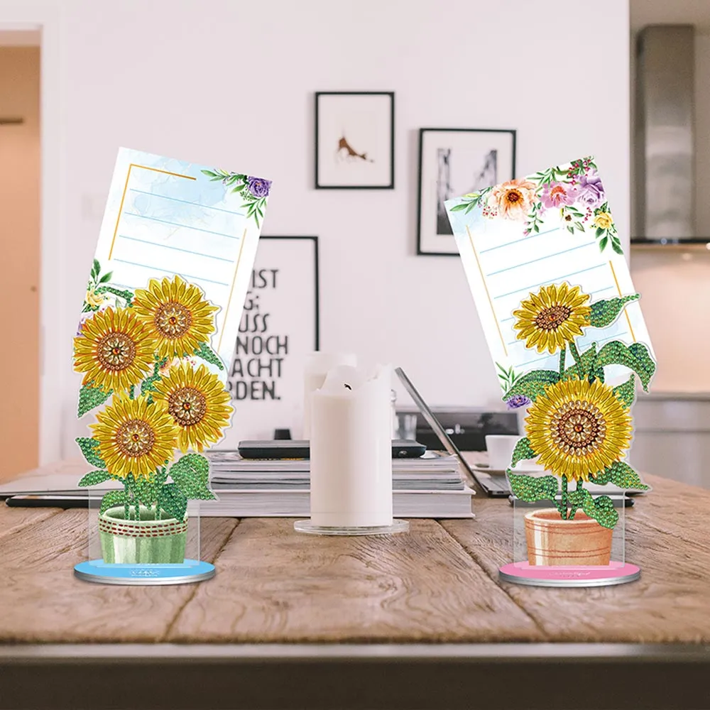 Figured'Art Zonnebloemen notitiehouder diamond painting 2 stuks