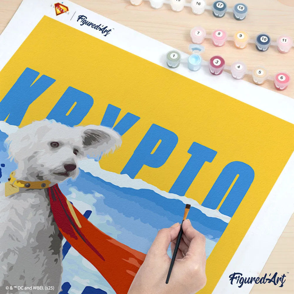 Figured'Art Superman Krypto schilderen op nummer 40x50 DC collector