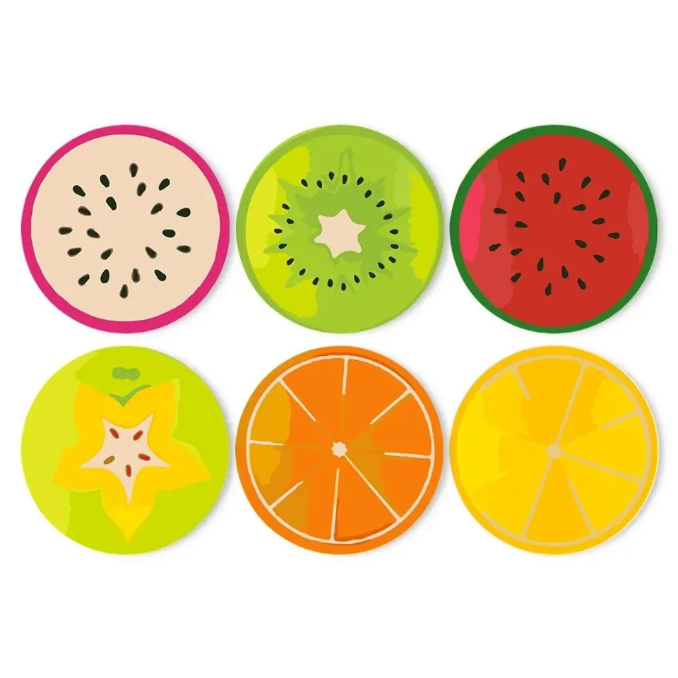 Figured'Art Gekleurde Fruitschijfjes schilderen op nummer placemats 6 stuks 20cm