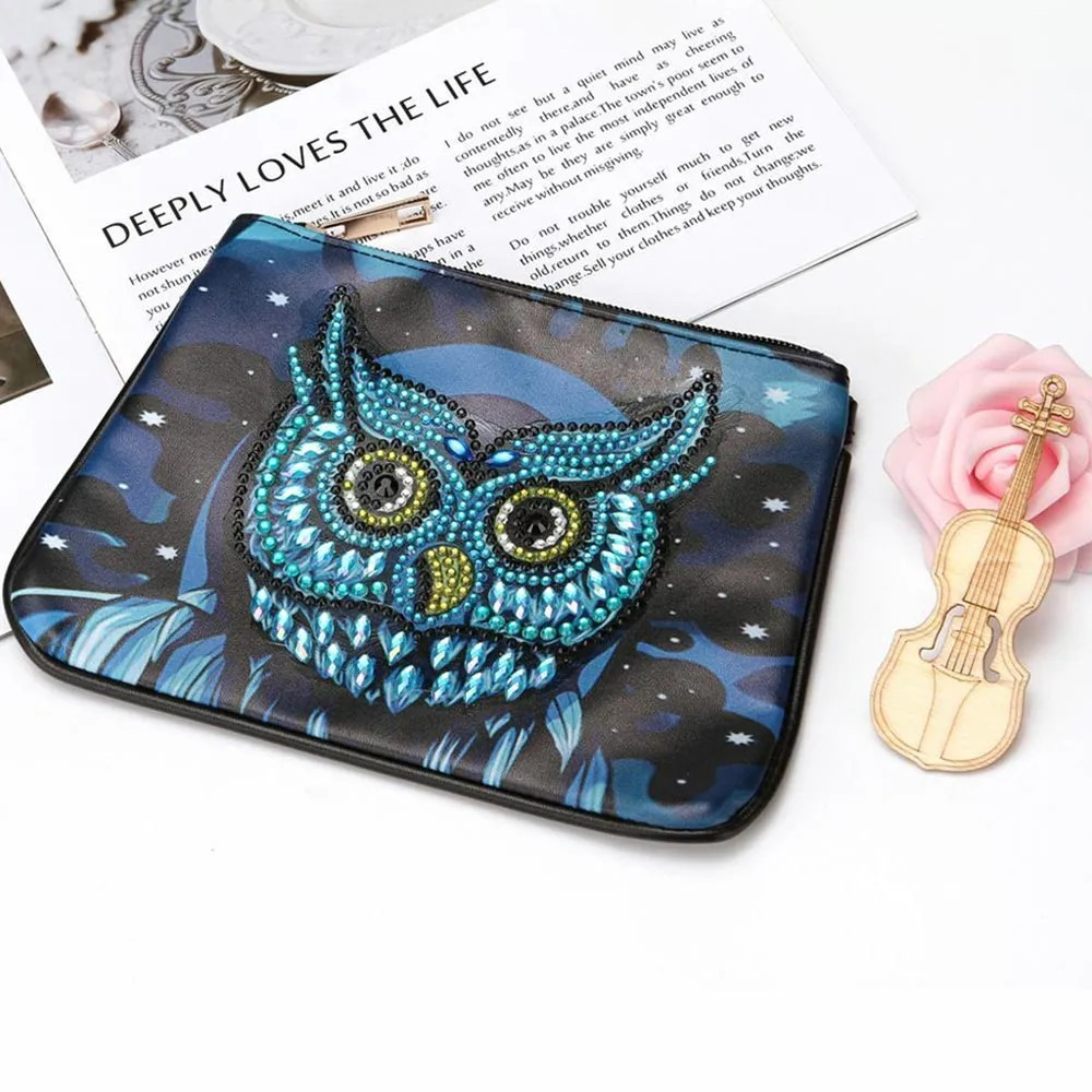 Figured'Art Tas Diamond Painting Uil portemonnee met rits