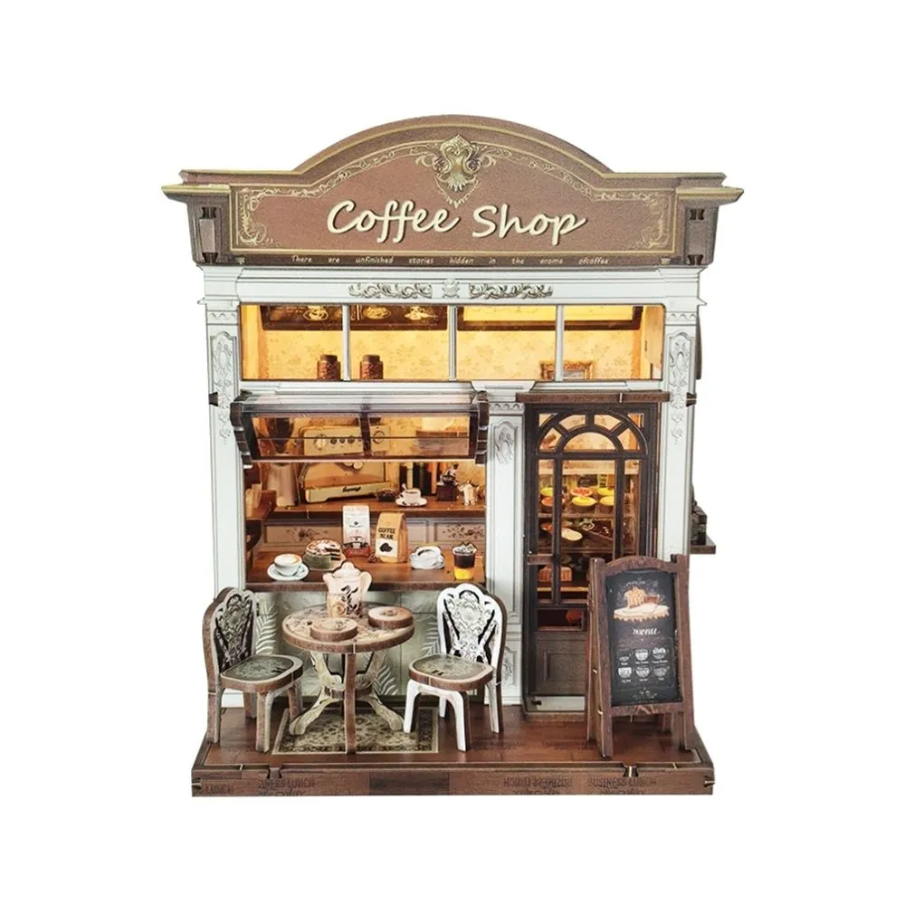 Figured'Art Miniatuurhuisjes Het Koffiehuisje van de Ontmoeting 3D puzzel met led