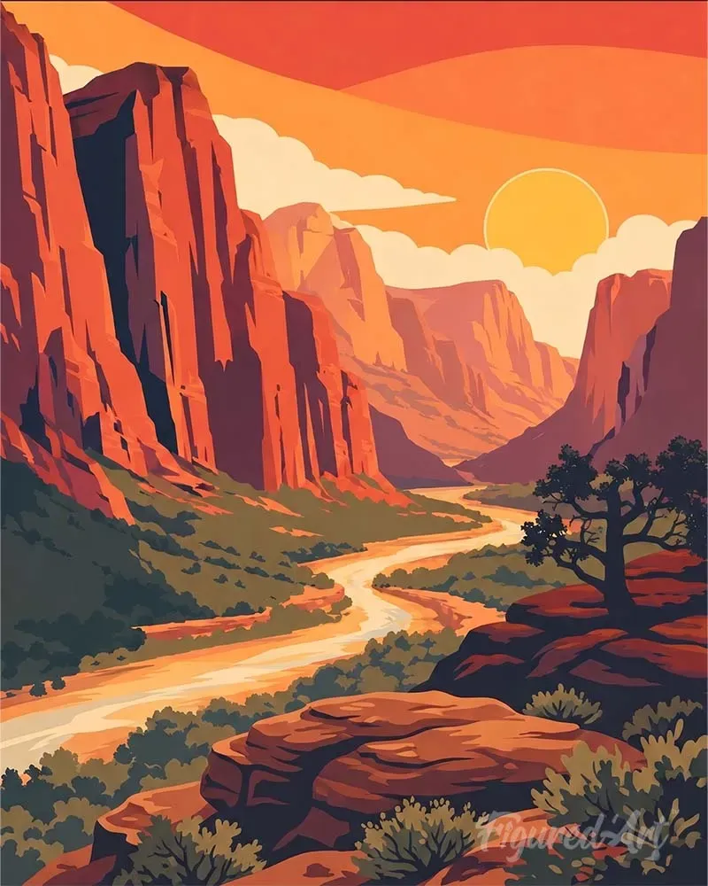Figured'Art Diamond Painting Zion National Park Utah Landschap