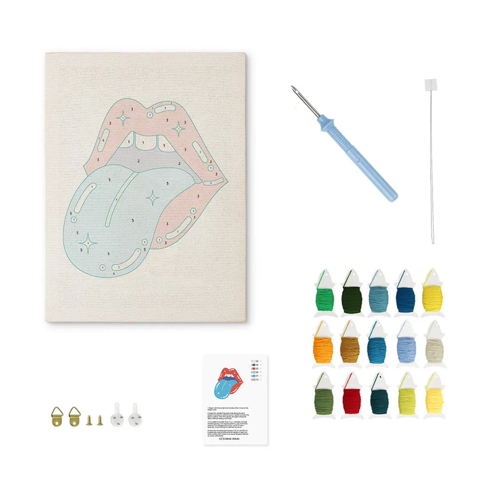 Figured'Art Kosmische Kus punch needle pakket 20x30 cm pop art