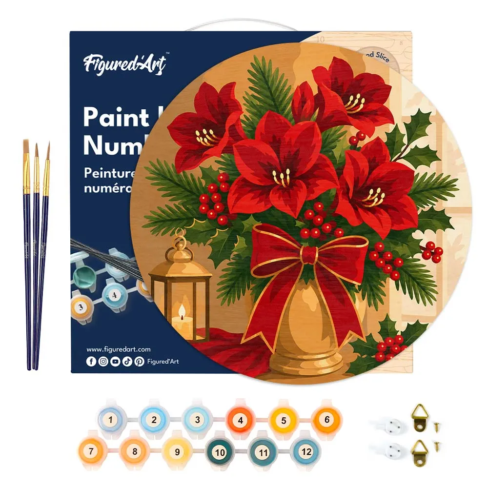 Figured'Art Kerststerren schilderen op nummer houten schijf 30cm gemiddeld