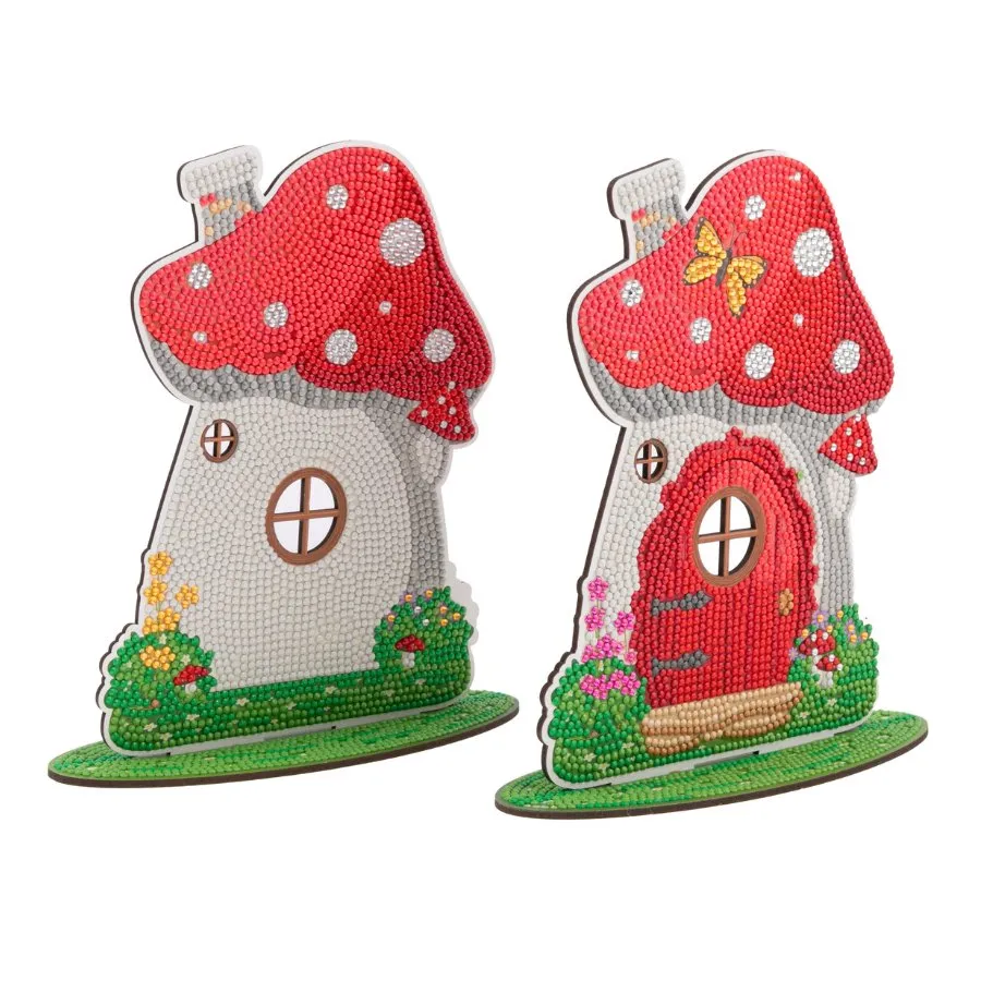 Craft Buddy Crystal Art Cute Toadstools Houten Decoratie 2 stuks
