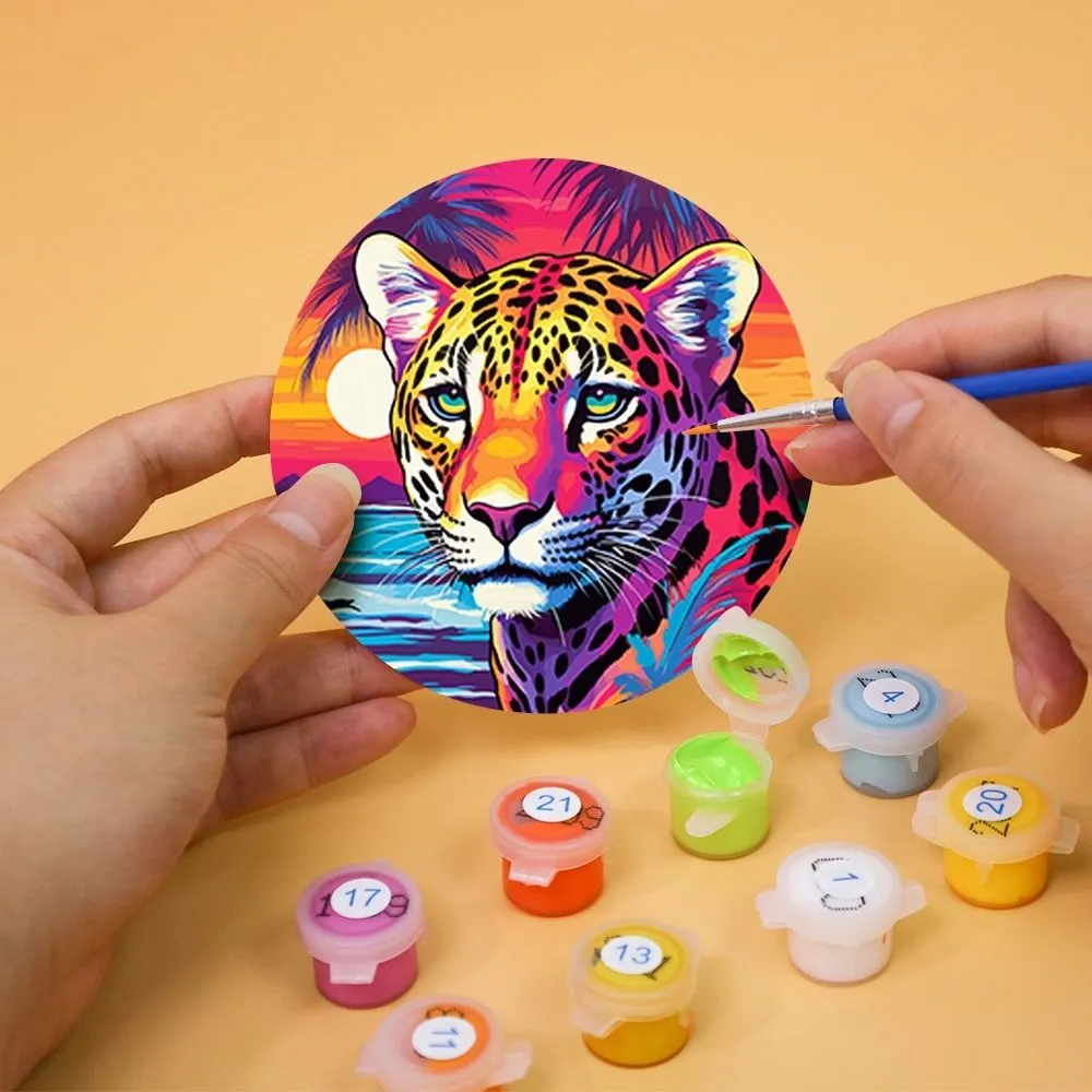 Figured'Art Fauna Pop Art schilderen op nummer onderzetters 10cm 6st