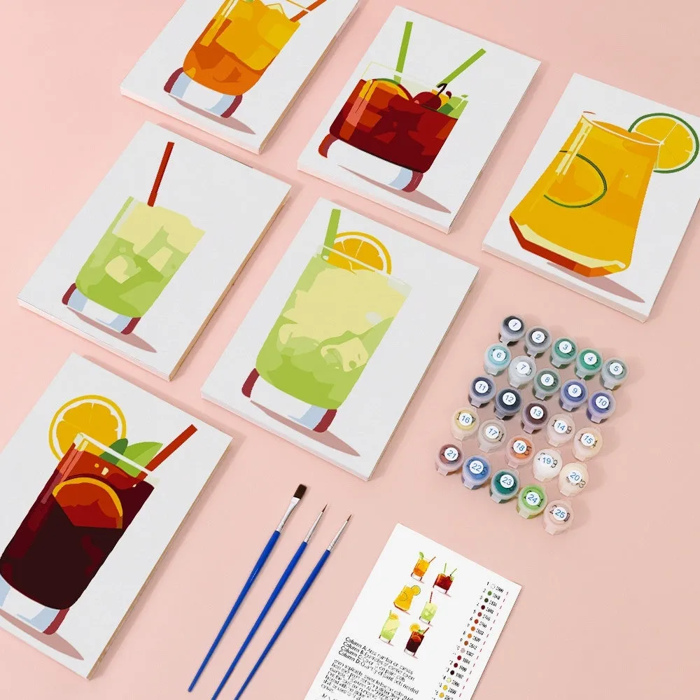 Figured'Art Mini Schilderen op Nummer Levendige Zomercocktails 15x20cm